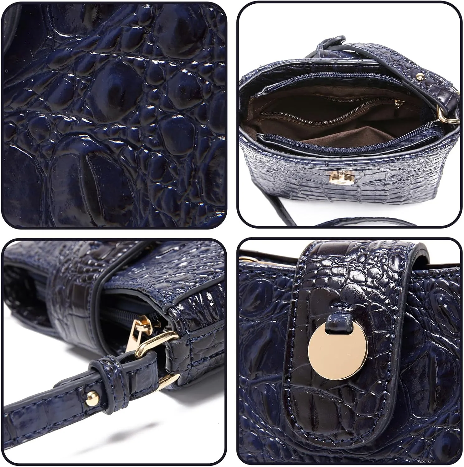Crocodile Embossed Small Crossbody Bag Fashionable Magnetic Buckle Decoration Shoulder Women's Luxury Wallet