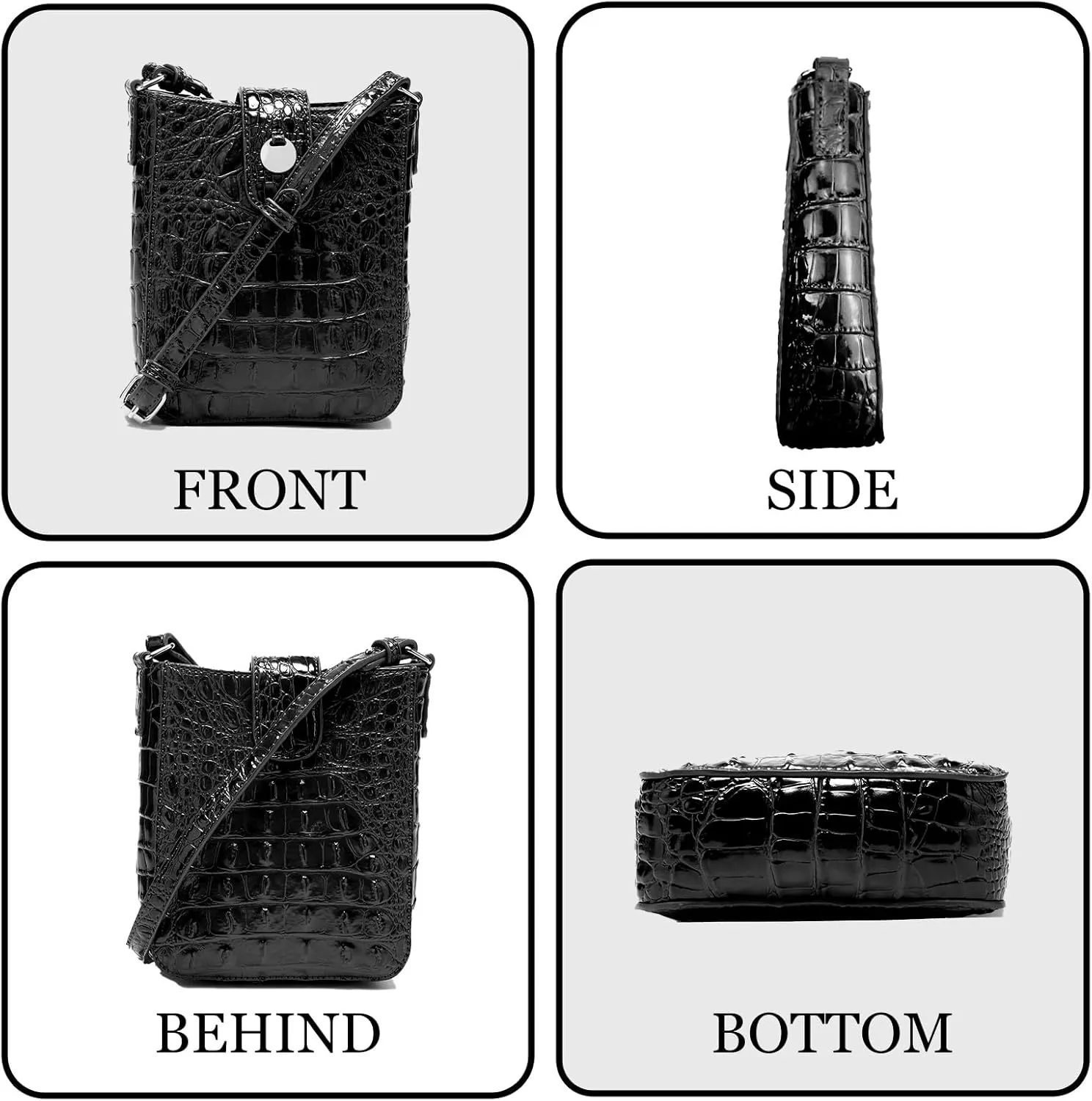 Crocodile Embossed Small Crossbody Bag Fashionable Magnetic Buckle Decoration Shoulder Women's Luxury Wallet