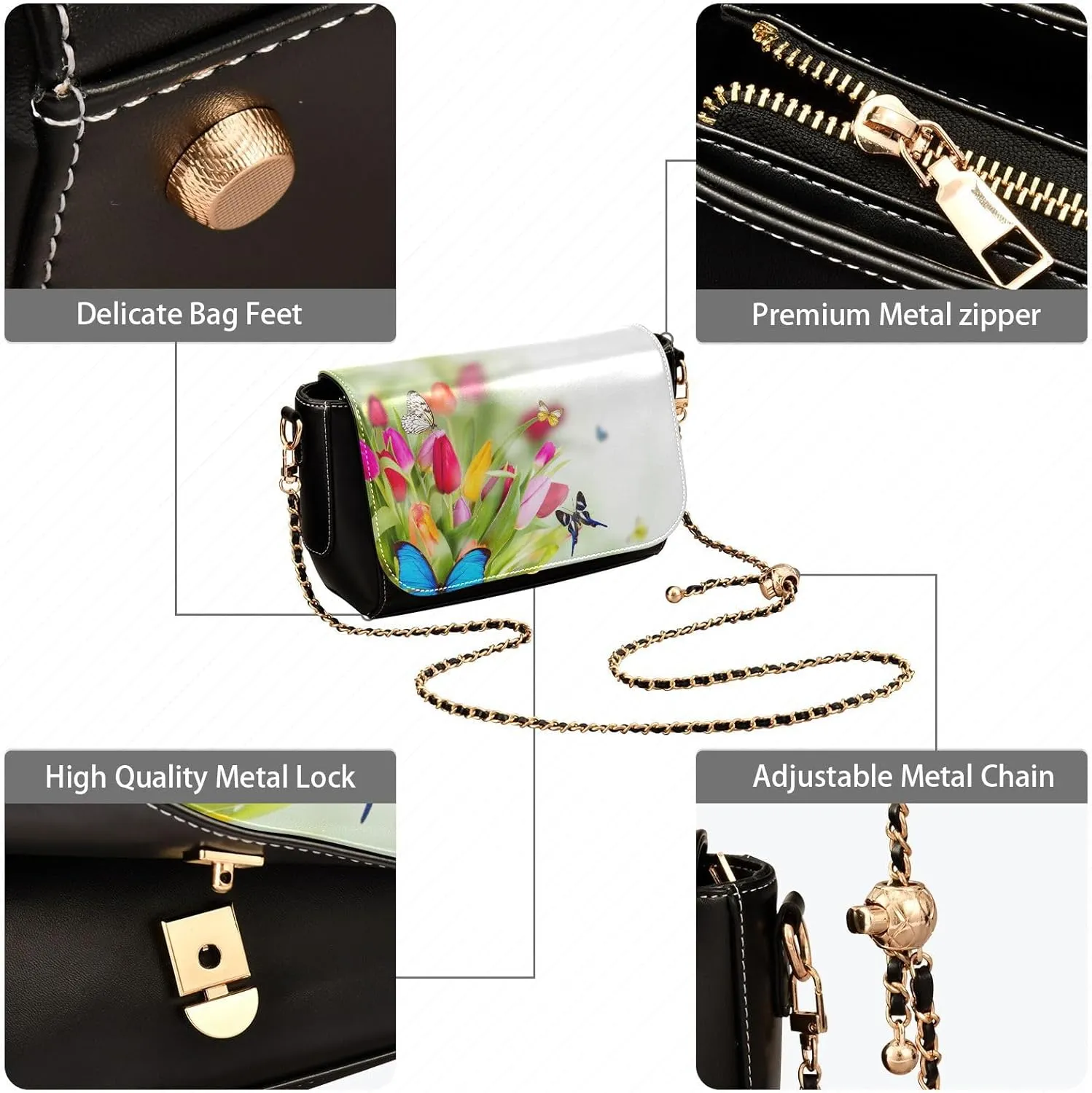 Crossbody Bags for Women Trendy Women's Black Shoulder Bag Small PU Leather Flap Cross Body Bag Handbags