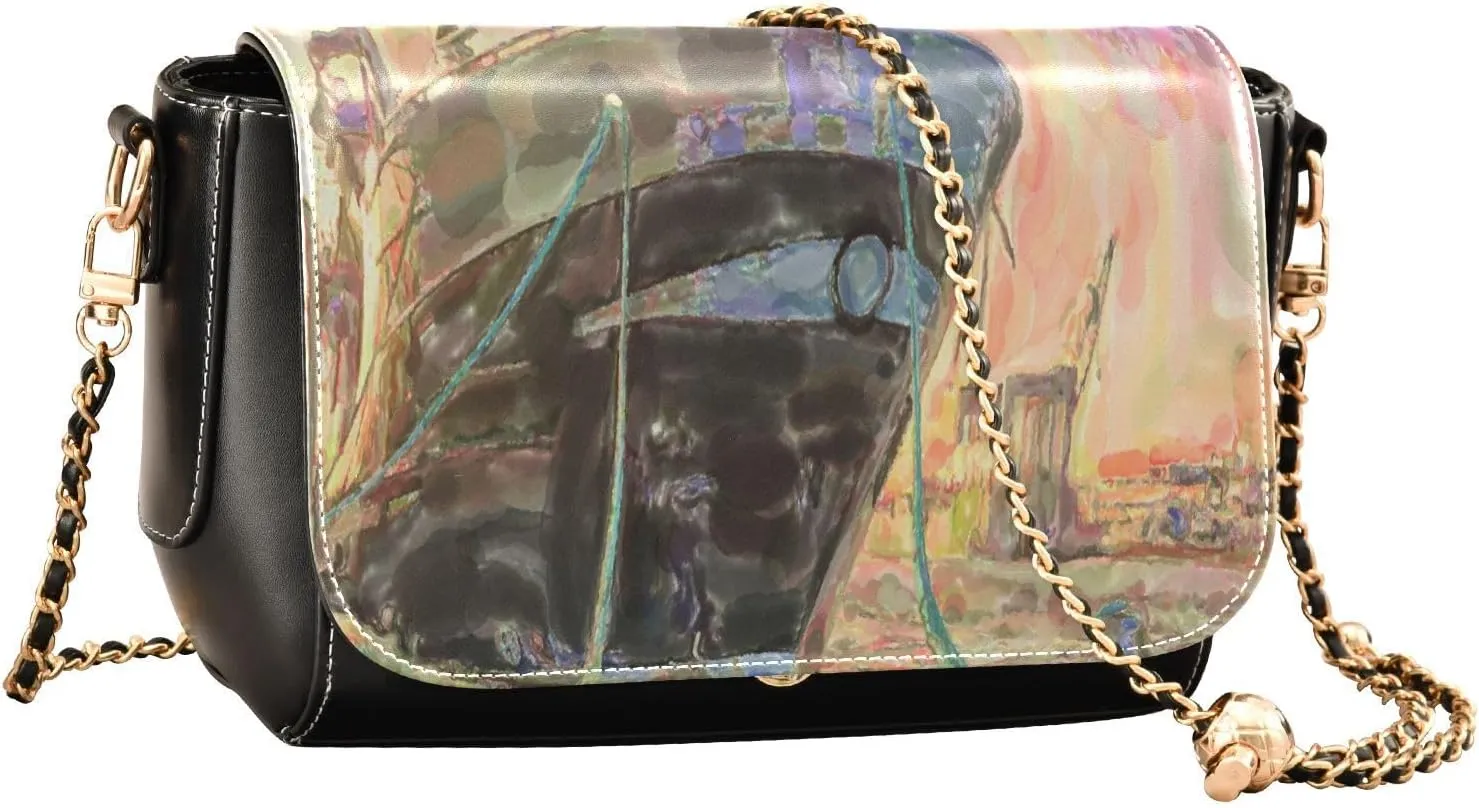 Crossbody Bags for Women Trendy Women's Black Shoulder Bag Small PU Leather Flap Cross Body Bag Handbags