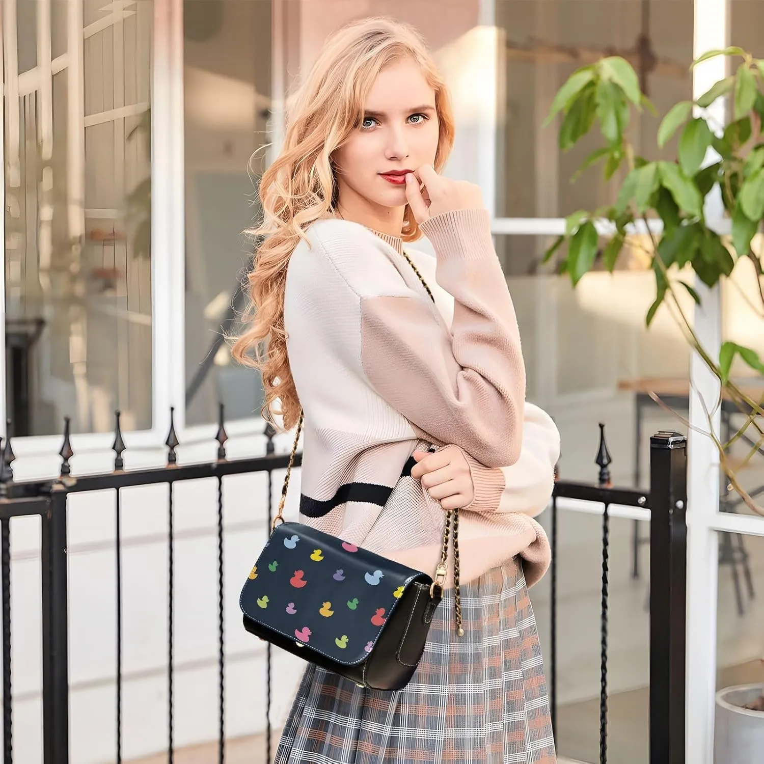 Crossbody Bags for Women Trendy Women's Black Shoulder Bag Small PU Leather Flap Cross Body Bag Handbags