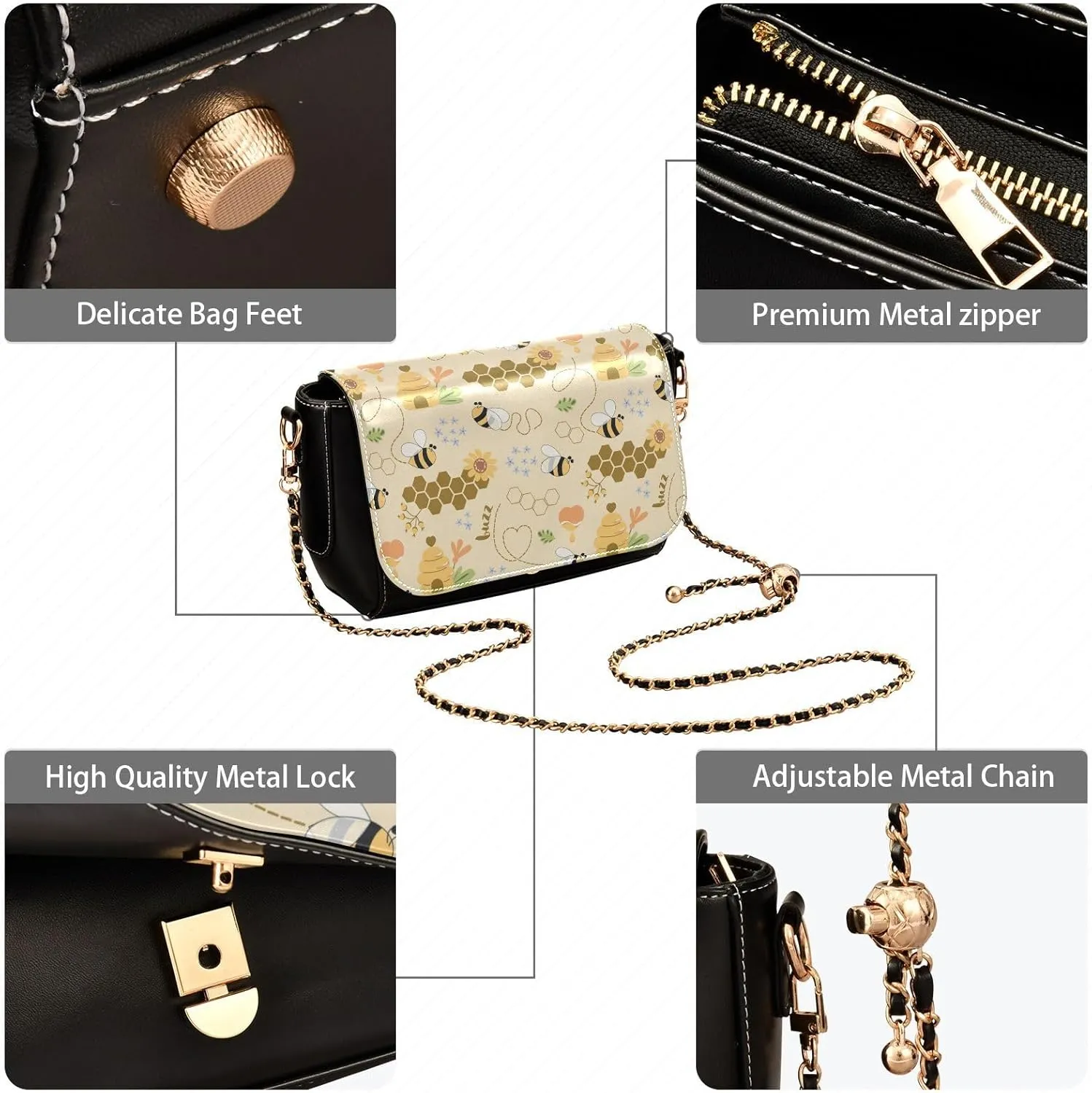Crossbody Bags for Women Trendy Women's Black Shoulder Bag Small PU Leather Flap Cross Body Bag Handbags