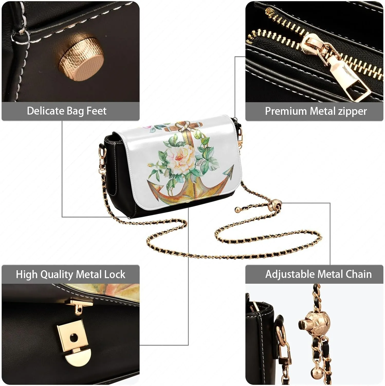Crossbody Bags for Women Trendy Women's Black Shoulder Bag Small PU Leather Flap Cross Body Bag Handbags