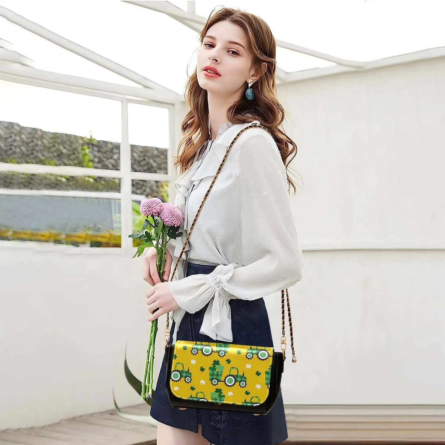 Crossbody Bags for Women Trendy Women's Black Shoulder Bag Small PU Leather Flap Cross Body Bag Handbags