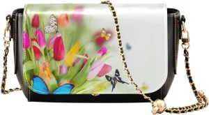 Crossbody Bags for Women Trendy Women's Black Shoulder Bag Small PU Leather Flap Cross Body Bag Handbags