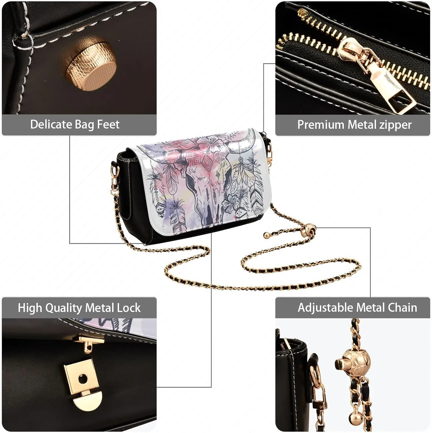 Crossbody Bags for Women Trendy Women's Black Shoulder Bag Small PU Leather Flap Cross Body Bag Handbags