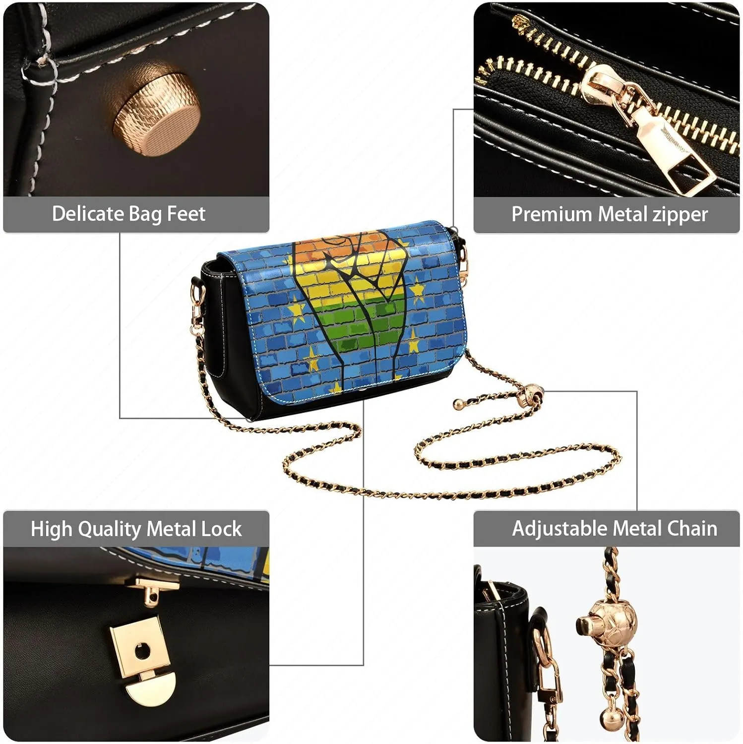 Crossbody Bags for Women Trendy Women's Black Shoulder Bag Small PU Leather Flap Cross Body Bag Handbags