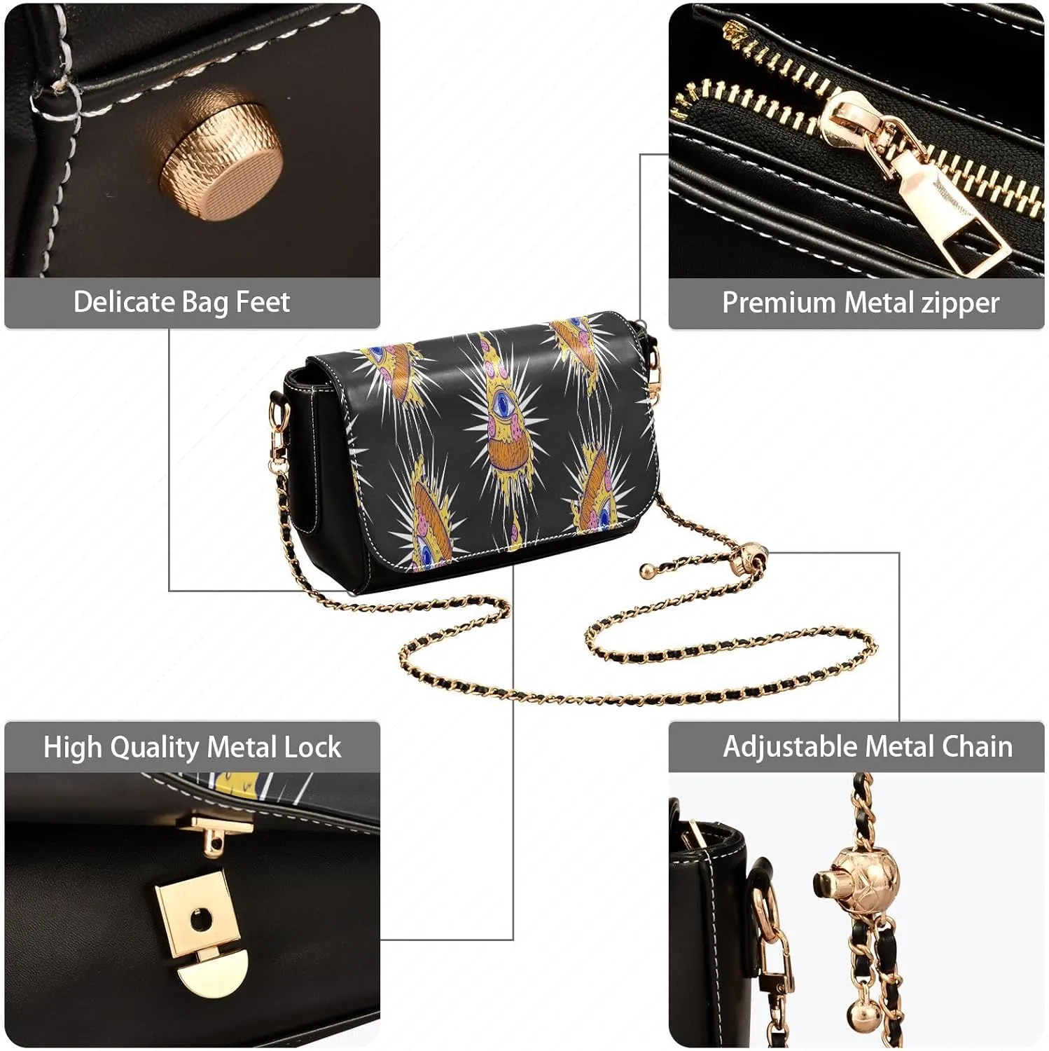 Crossbody Bags for Women Trendy Women's Black Shoulder Bag Small PU Leather Flap Cross Body Bag Handbags