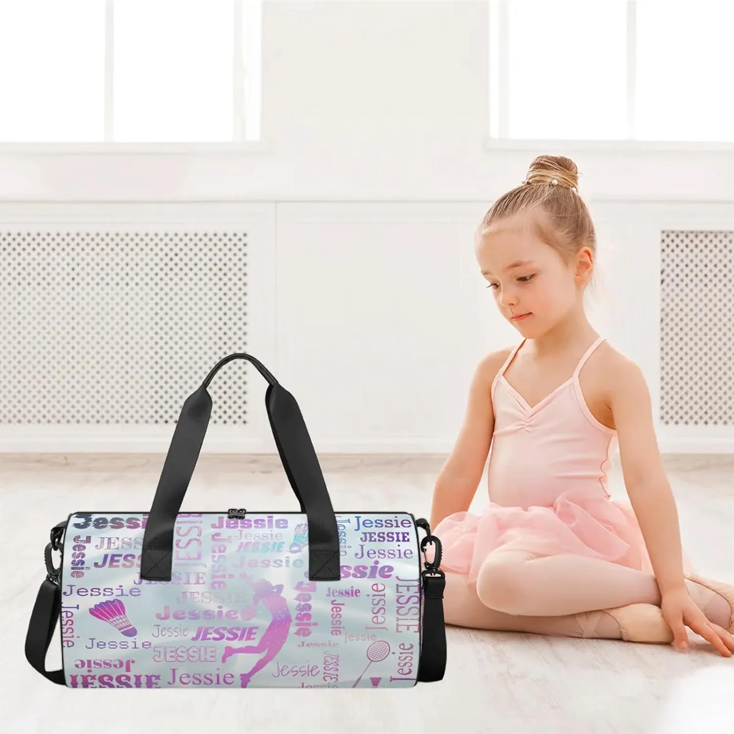 Custom Badminton Sport Bags Personalized Sports Gym Bag with Name Overnight Weekender Duffel Bag Customized Gifts for Women Men, Sparkly Stars
