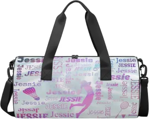 Custom Badminton Sport Bags Personalized Sports Gym Bag with Name Overnight Weekender Duffel Bag Customized Gifts for Women Men, Sparkly Stars