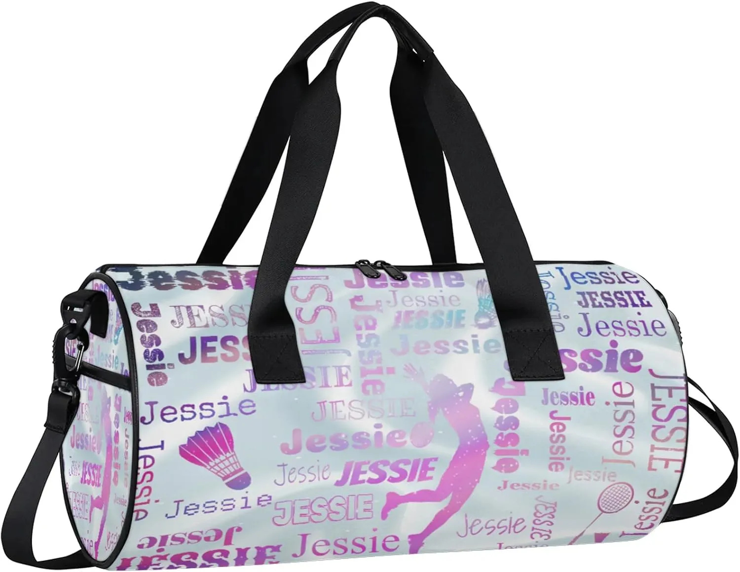 Custom Badminton Sport Bags Personalized Sports Gym Bag with Name Overnight Weekender Duffel Bag Customized Gifts for Women Men, Sparkly Stars