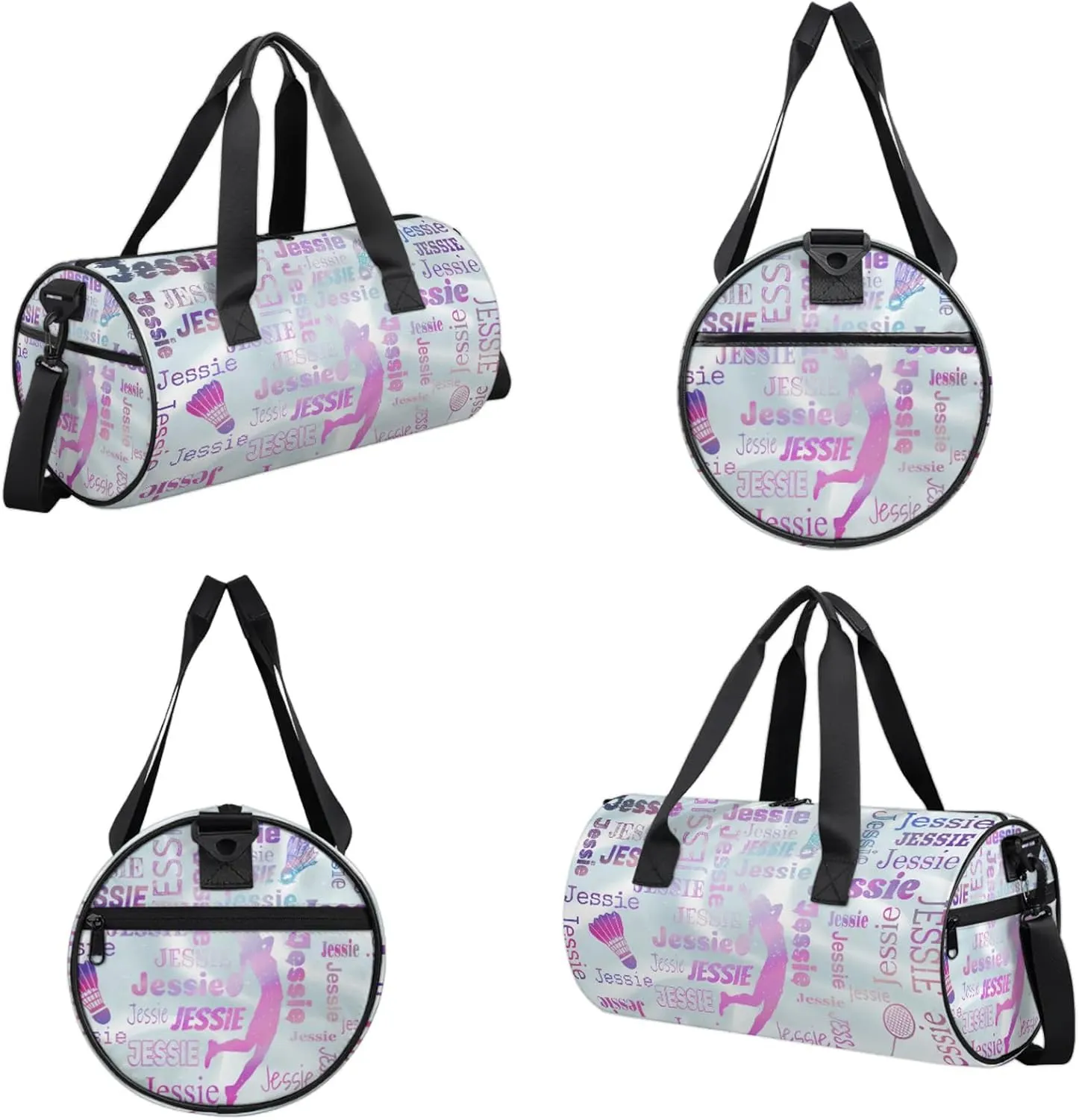 Custom Badminton Sport Bags Personalized Sports Gym Bag with Name Overnight Weekender Duffel Bag Customized Gifts for Women Men, Sparkly Stars