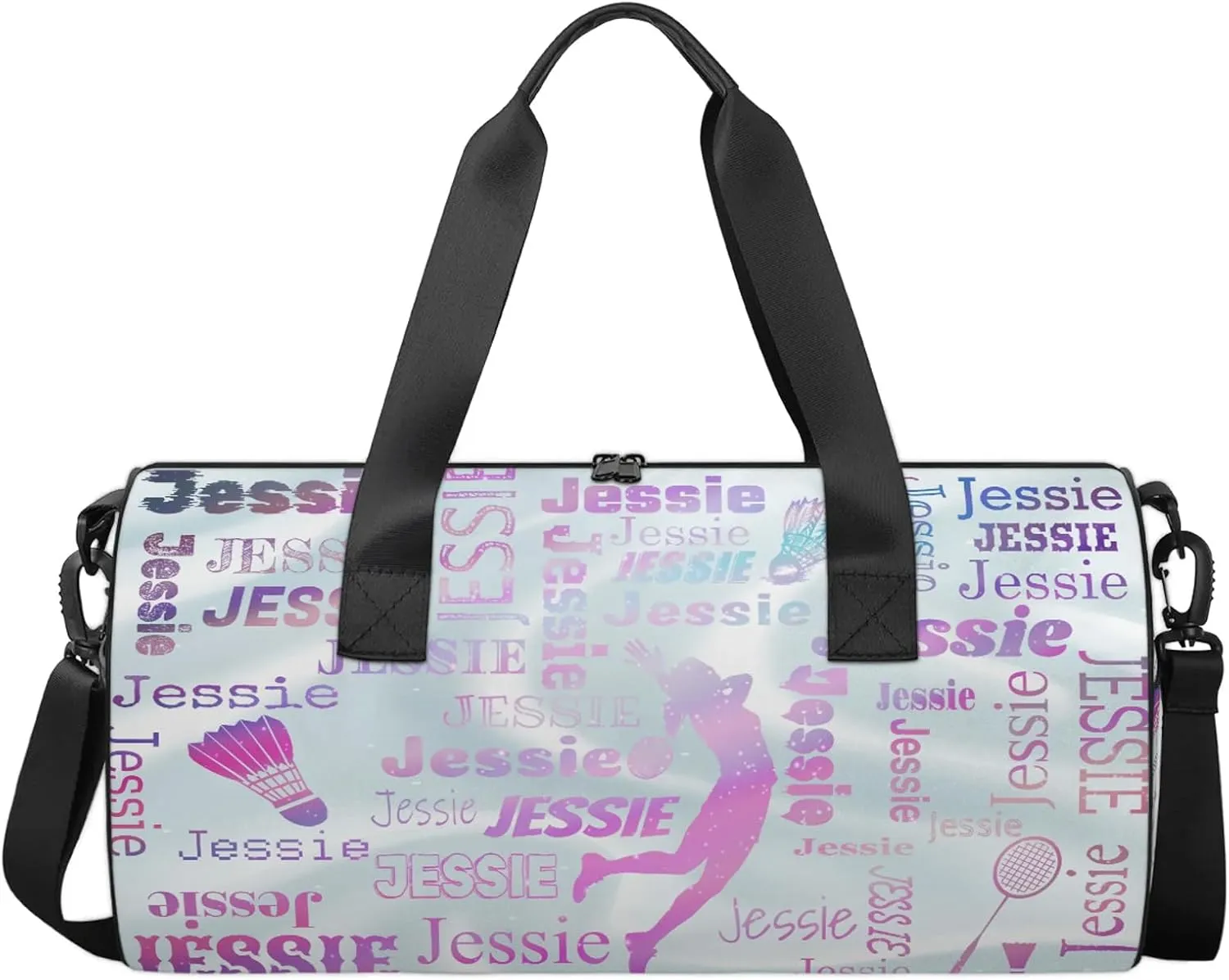 Custom Badminton Sport Bags Personalized Sports Gym Bag with Name Overnight Weekender Duffel Bag Customized Gifts for Women Men, Sparkly Stars