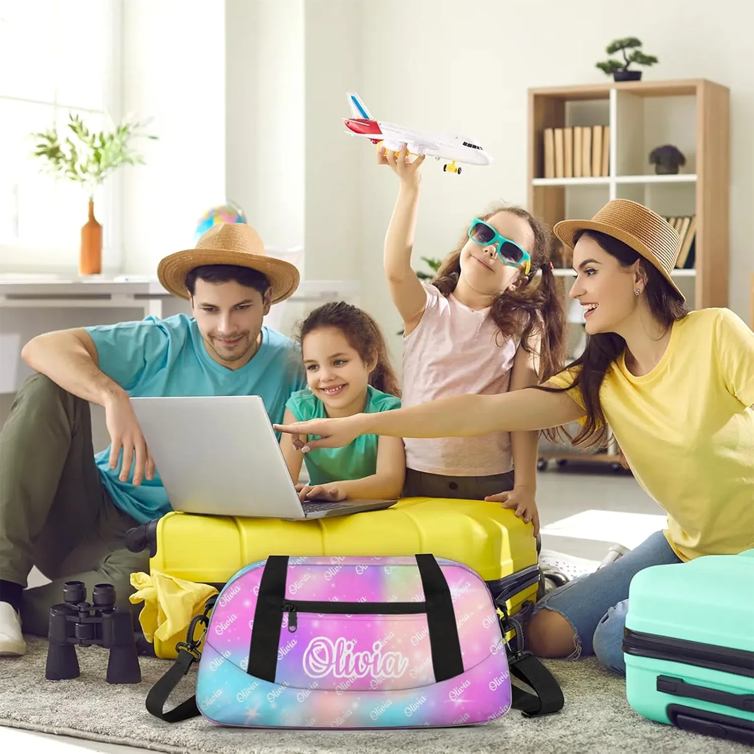 Custom Sport Duffel Bags Personalized Travel Overnight Bag Waterproof Dance Bag Lightweight Carry-On Tote for Women Men 18.5in, Rainbow Sparkly