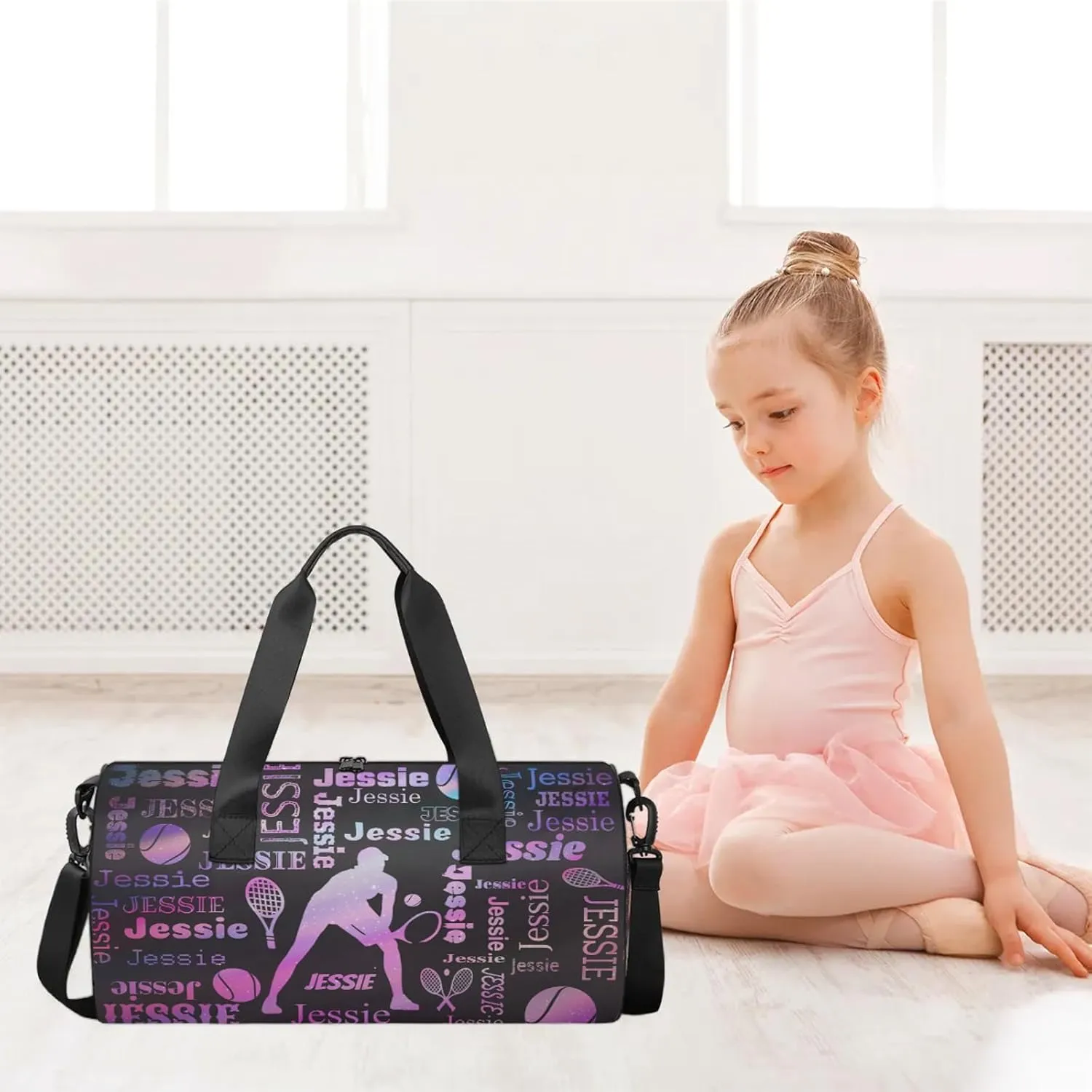 Custom Tennis Sport Bags Personalized Sports Gym Bag with Name Overnight Weekender Duffel Bag Customized Gifts for Women Men, Sparkly