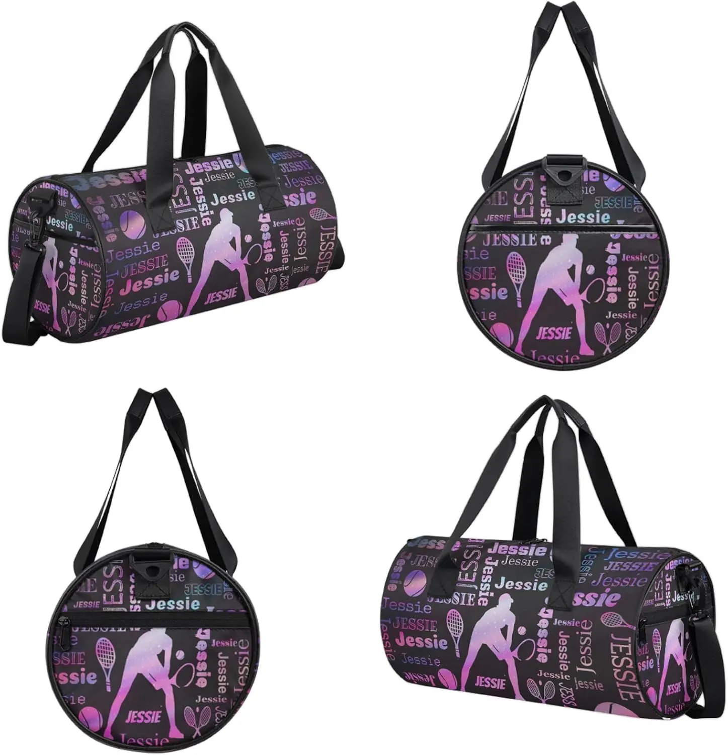 Custom Tennis Sport Bags Personalized Sports Gym Bag with Name Overnight Weekender Duffel Bag Customized Gifts for Women Men, Sparkly