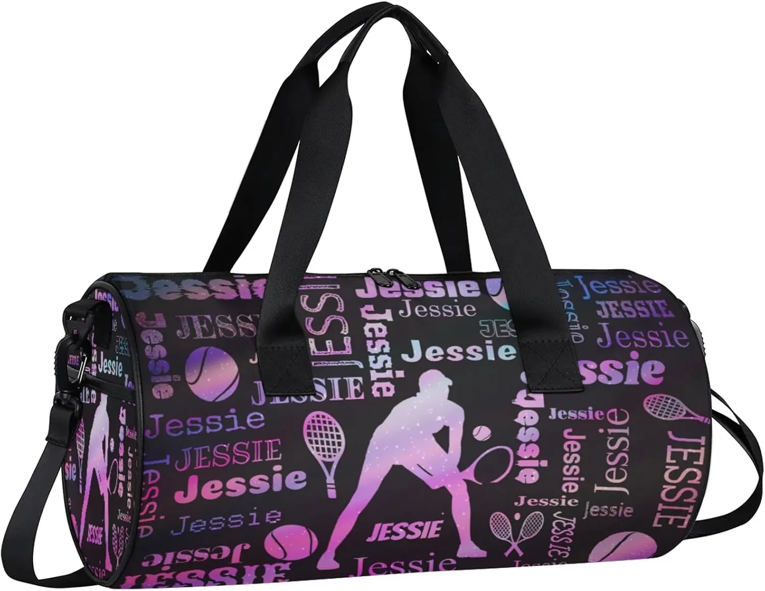 Custom Tennis Sport Bags Personalized Sports Gym Bag with Name Overnight Weekender Duffel Bag Customized Gifts for Women Men, Sparkly