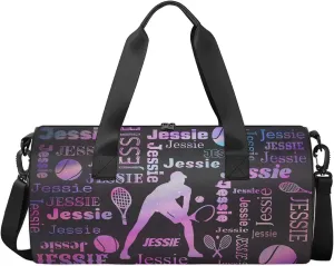 Custom Tennis Sport Bags Personalized Sports Gym Bag with Name Overnight Weekender Duffel Bag Customized Gifts for Women Men, Sparkly