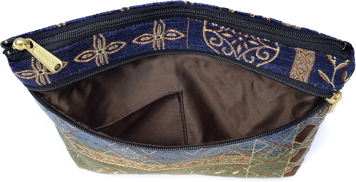 Danny K. Women's Tapestry Zipper Purse Crossbody Handbag, Adjustable Cord, Handmade in USA