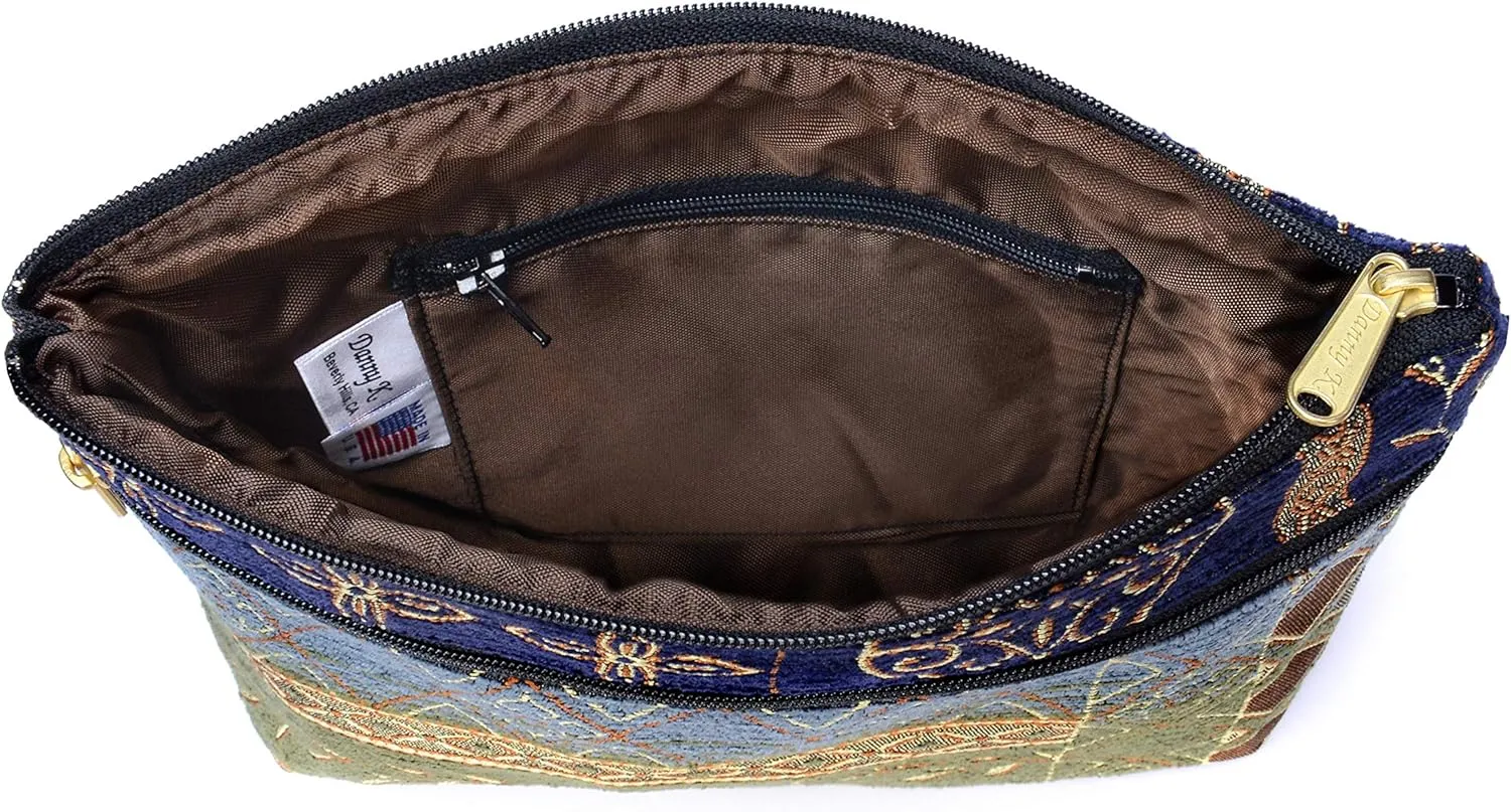 Danny K. Women's Tapestry Zipper Purse Crossbody Handbag, Adjustable Cord, Handmade in USA