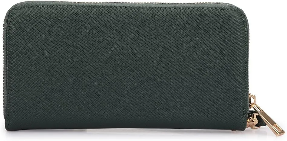 Dasein Lady Women Fashion Clutch Zip Around Emblem Long Wallet Purse Card Case Phone Wallet