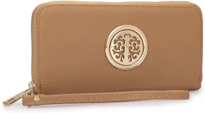 Dasein Lady Women Fashion Clutch Zip Around Emblem Long Wallet Purse Card Case Phone Wallet