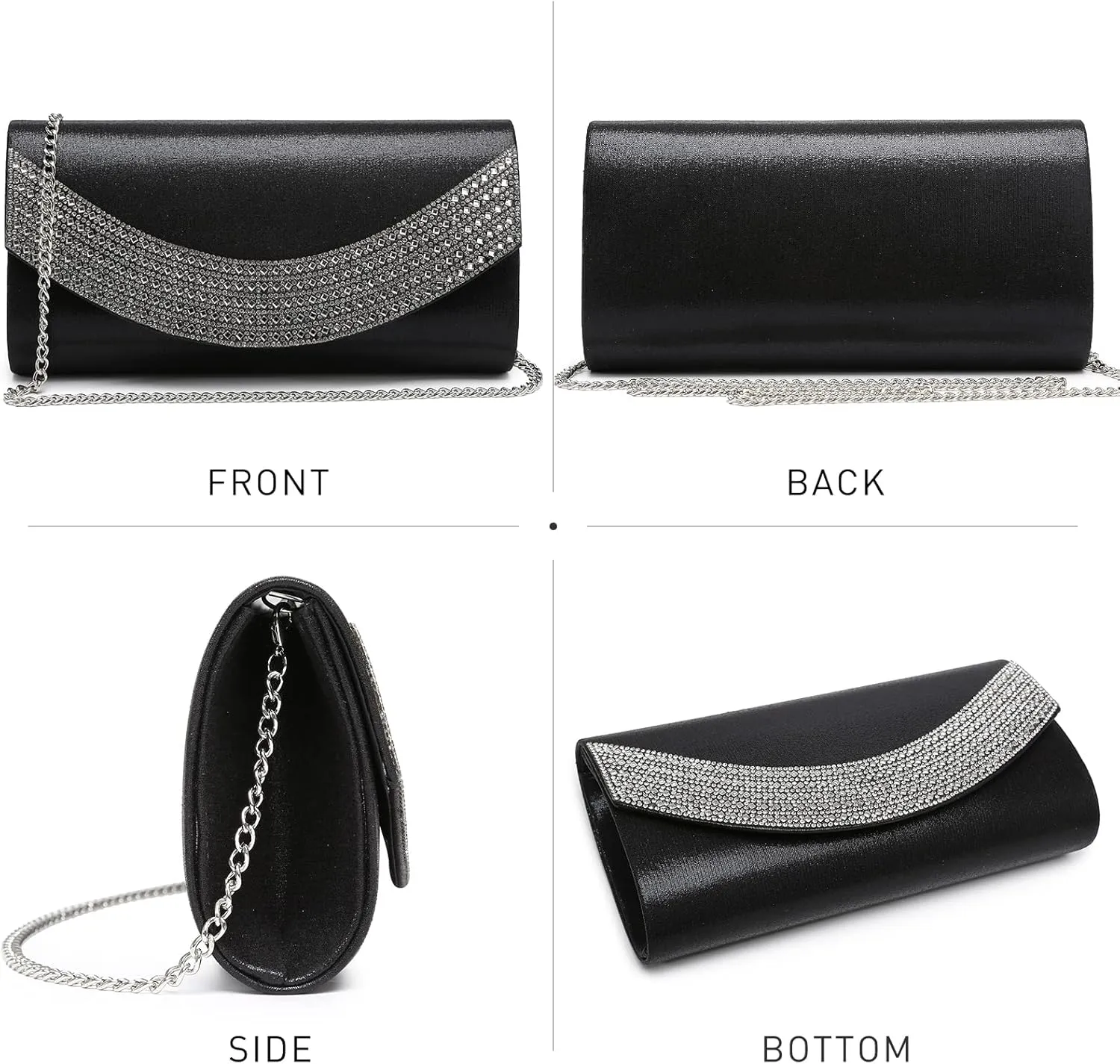 Dasein Womens Clutch Purses Rhinestone Evening Bags Formal Wedding Party Purse Prom Handbags