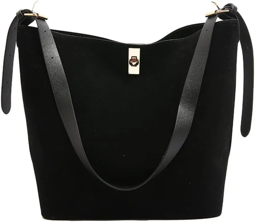 Delicate Bucket Bag for Women and Girls Shoulder Purse Crossbody Handbag with Adjustable Strap Winter Underarm Bags