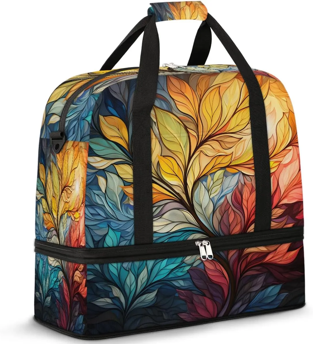 Delicate Flora Beauty Pattern Travel Duffle Bag, Collapsible Travel Bag Sports Gym Bag With Shoes Compartment Weekender Bag Overnight Bag For Women Men