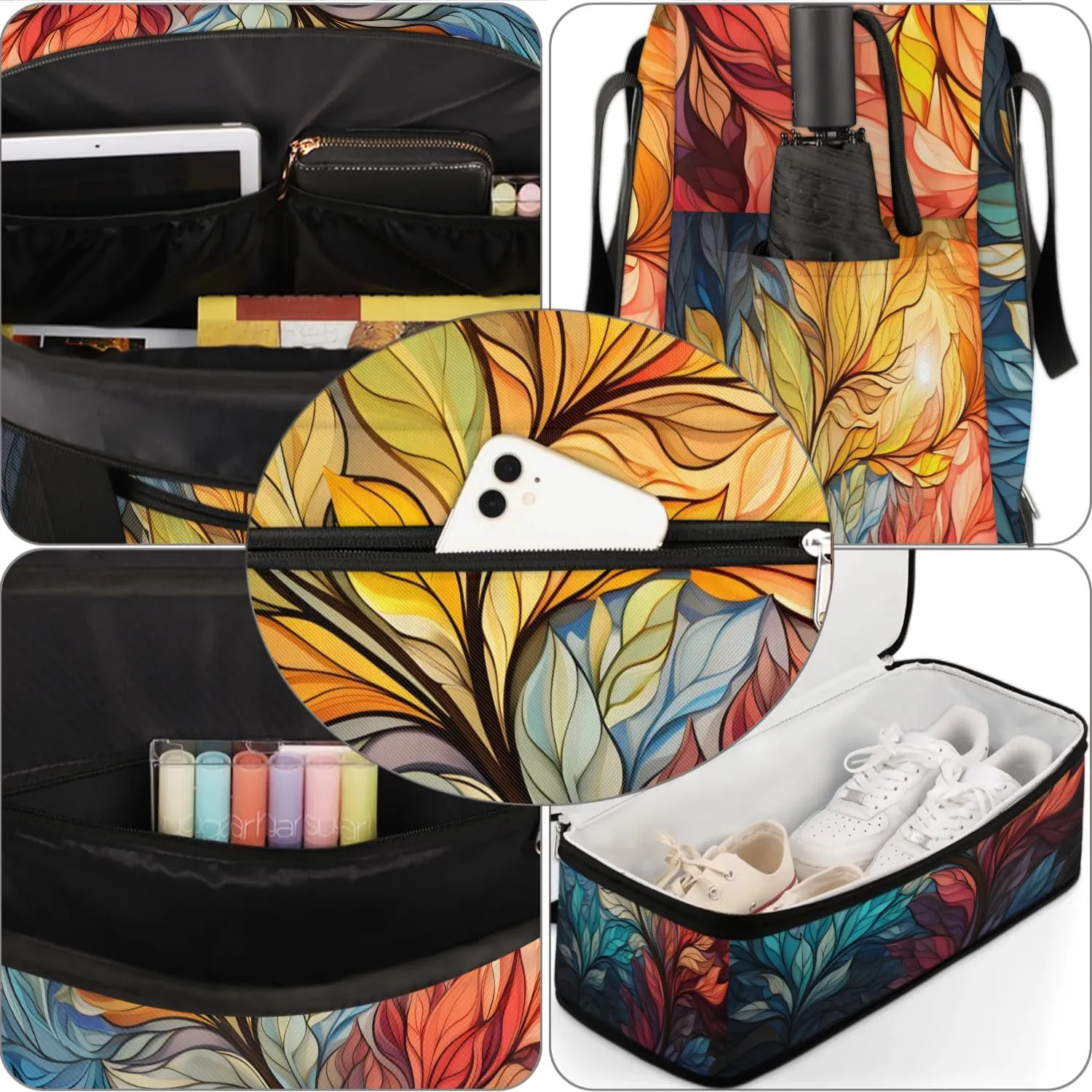 Delicate Flora Beauty Pattern Travel Duffle Bag, Collapsible Travel Bag Sports Gym Bag With Shoes Compartment Weekender Bag Overnight Bag For Women Men