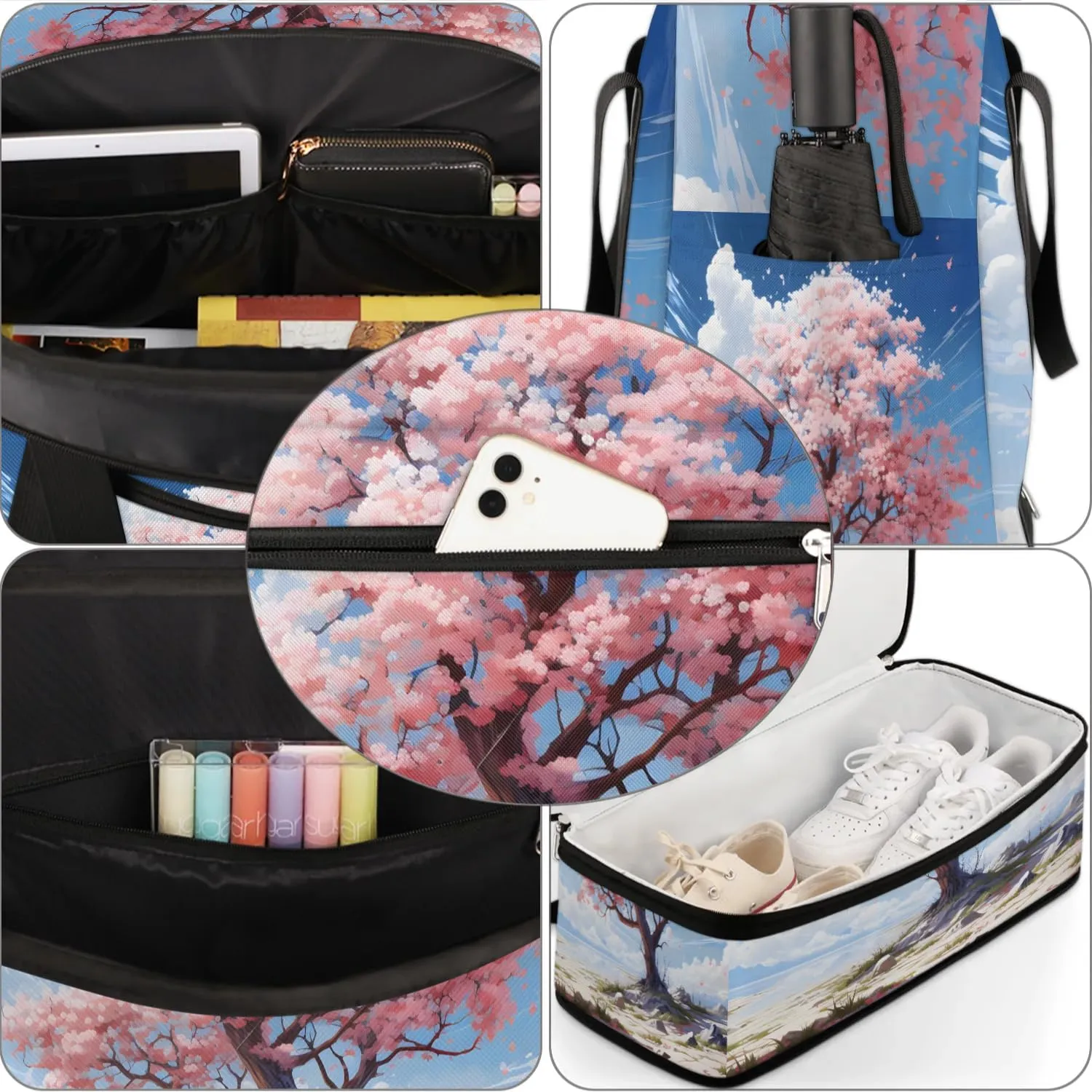 Delicate Flora Patterns Beauty Travel Duffle Bag, Collapsible Travel Bag Sports Gym Bag With Shoes Compartment Weekender Bag Overnight Bag For Women Men