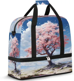 Delicate Flora Patterns Beauty Travel Duffle Bag, Collapsible Travel Bag Sports Gym Bag With Shoes Compartment Weekender Bag Overnight Bag For Women Men