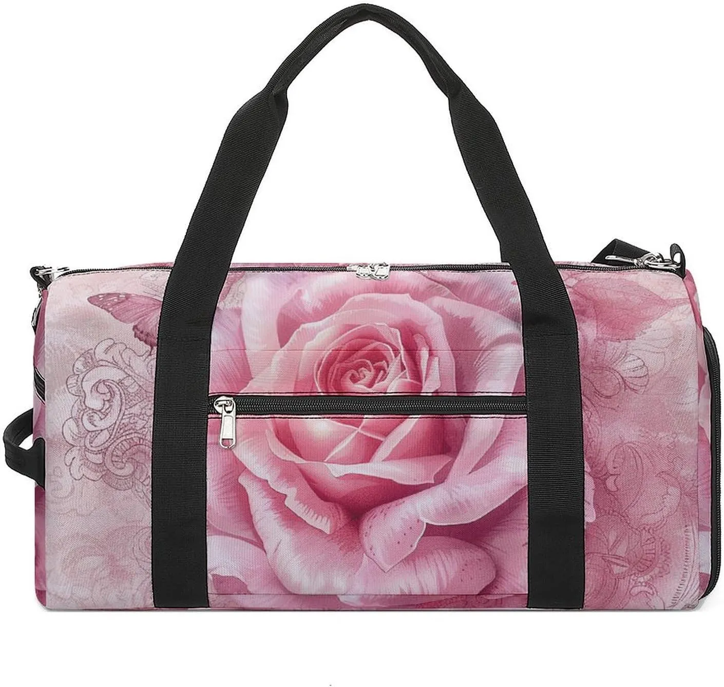 Delicate Peach Butterfly Gym Bag for Men Women Water Resistant Duffle Bag Travel Lightweight Bag for Travel Sports