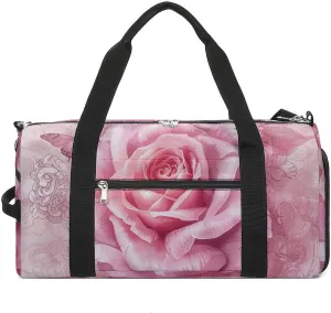Delicate Peach Butterfly Gym Bag for Men Women Water Resistant Duffle Bag Travel Lightweight Bag for Travel Sports
