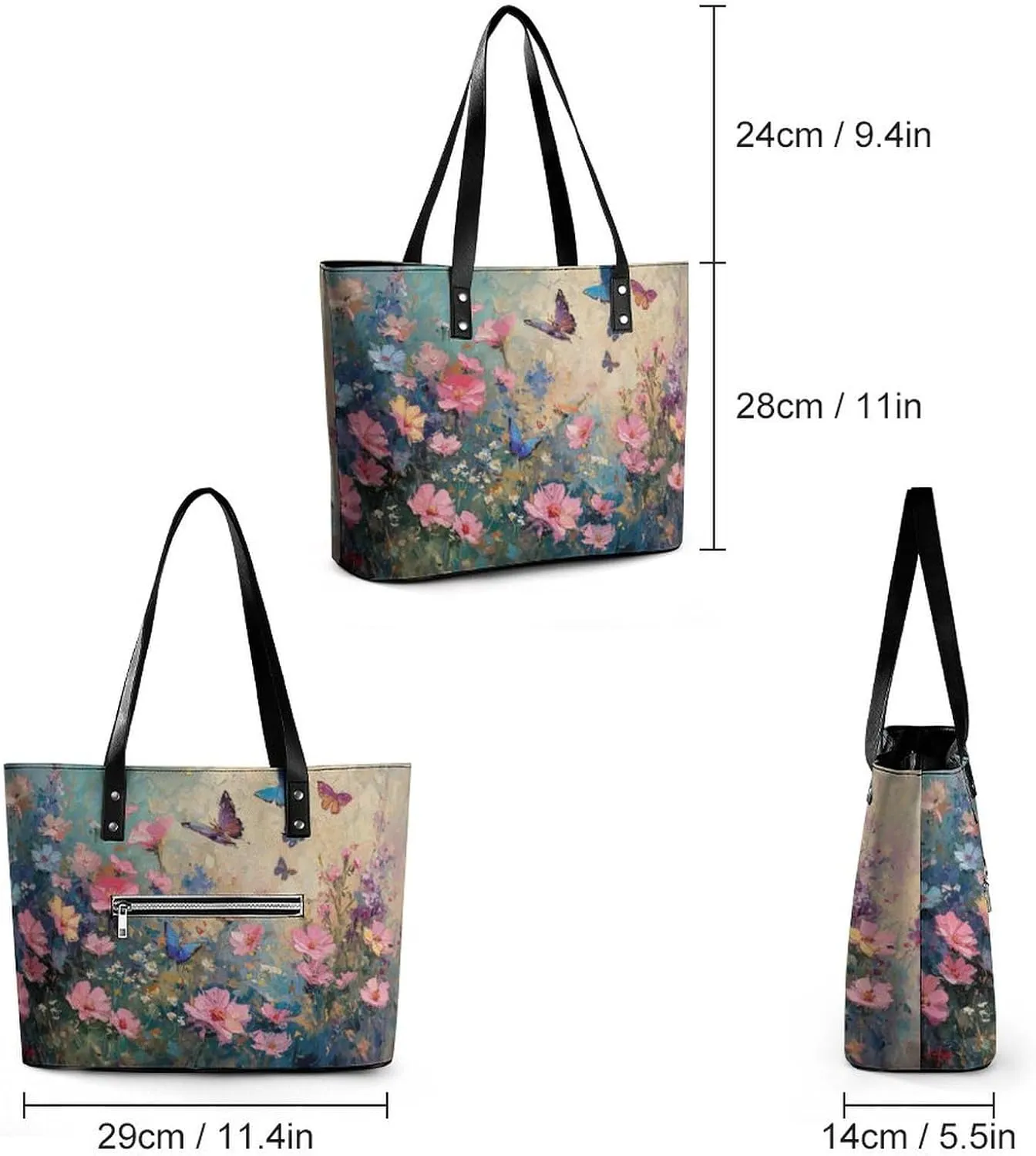 Delicate Yellow And White Flowers Basket in Sunlight Women Soft Leather Handbags Tote Purses Shoulder Bucket Bags