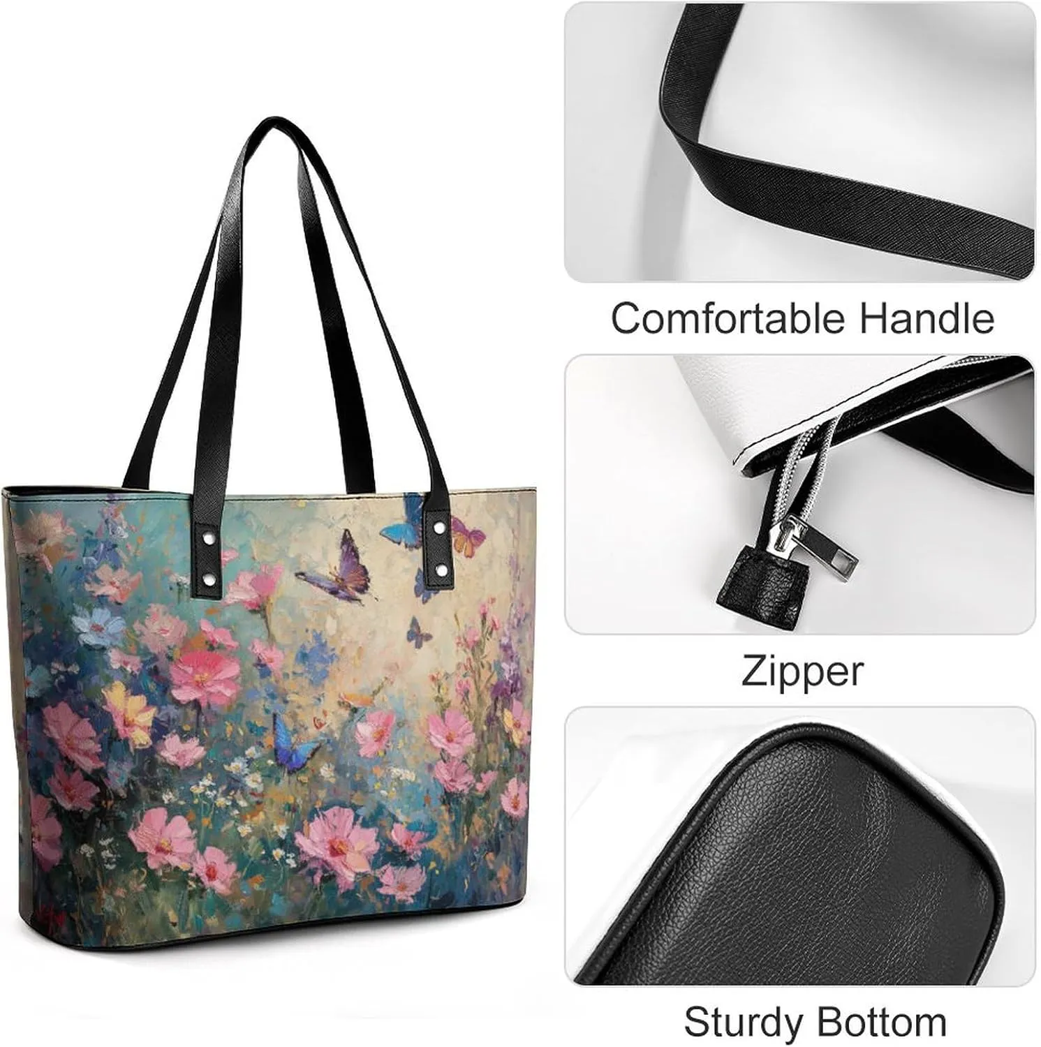 Delicate Yellow And White Flowers Basket in Sunlight Women Soft Leather Handbags Tote Purses Shoulder Bucket Bags