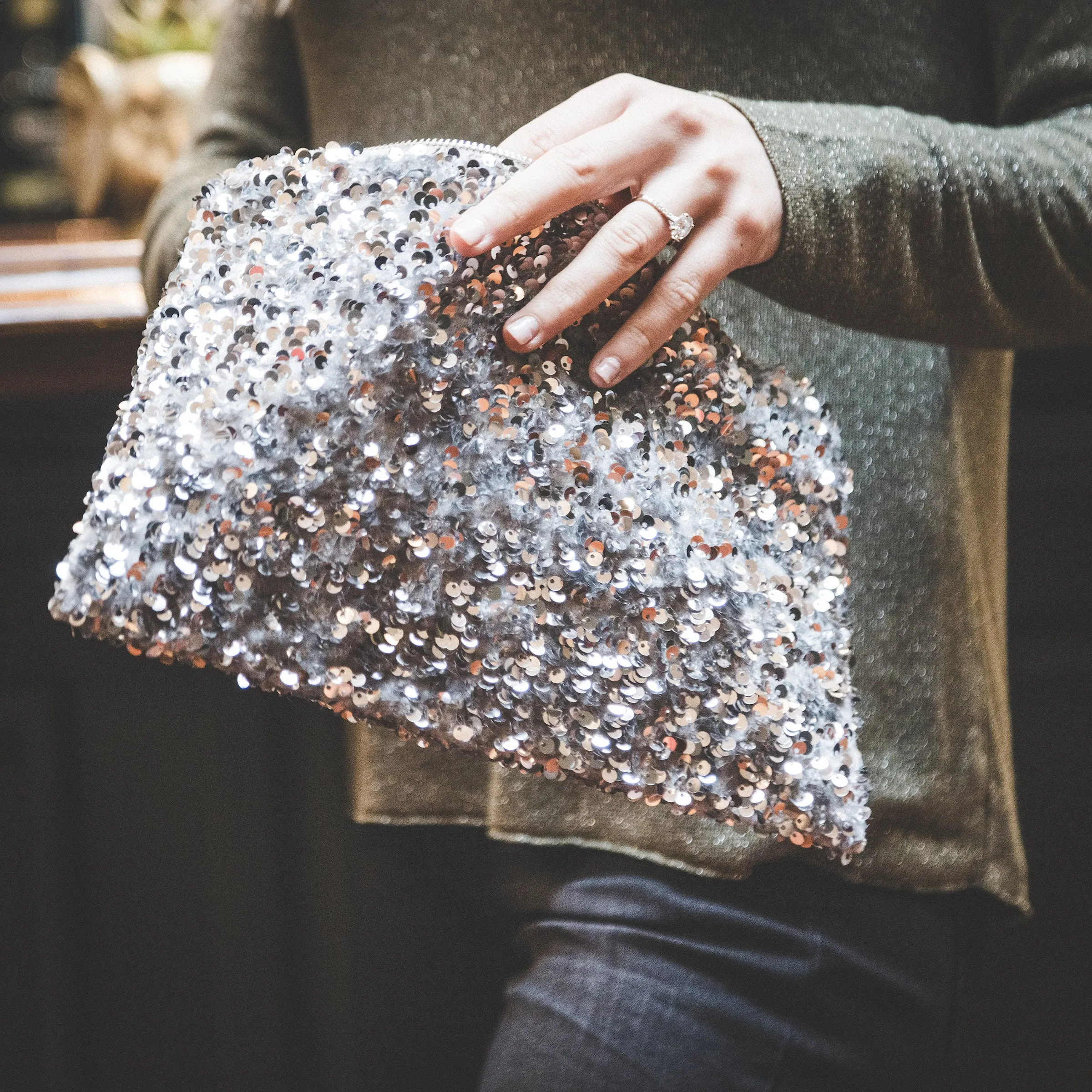 Denia Clutch Bag - Silver