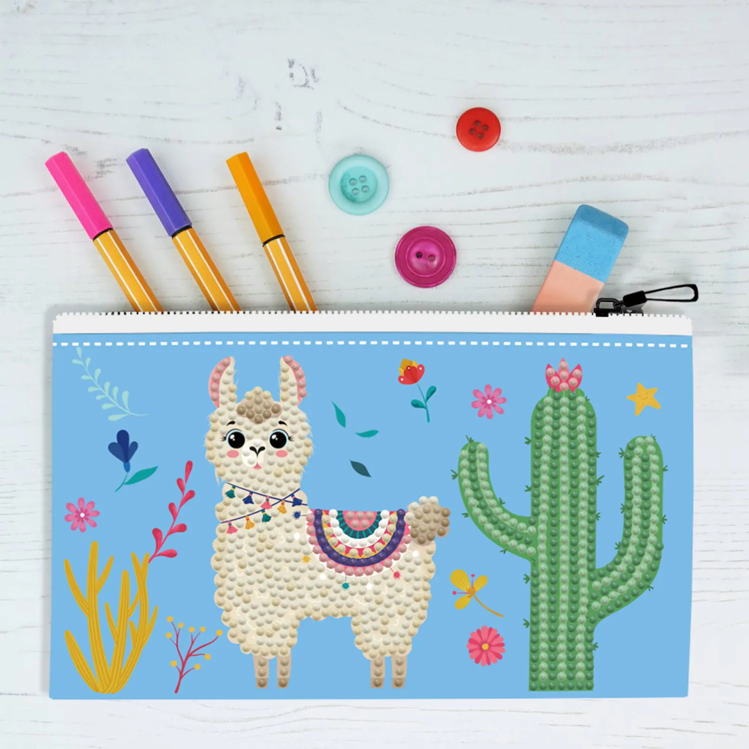 Diamond Dotz Llama Party Zipper Pouch - 5.51 x 8.46 in