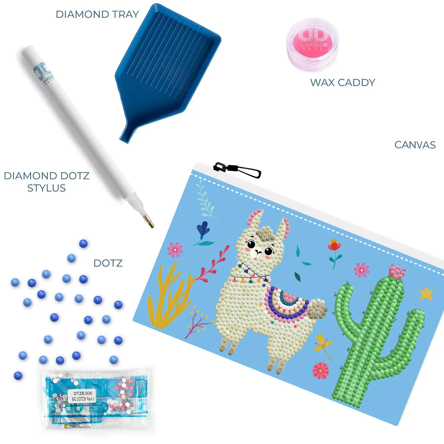 Diamond Dotz Llama Party Zipper Pouch - 5.51 x 8.46 in