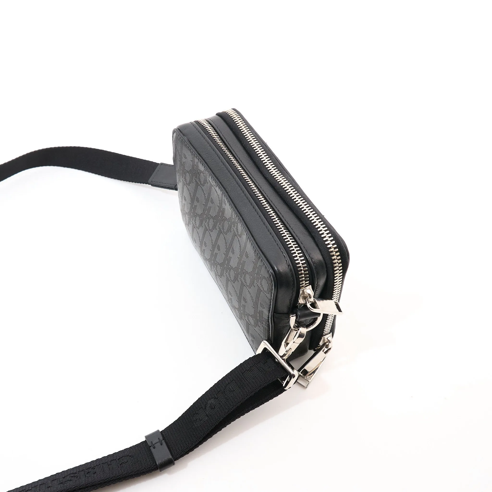 Dior Black Oblique Embossed Calfskin Crossbody Bag