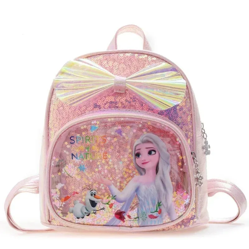 Disney Frozen Elsa & Anna Sequin Backpack – Glittery PU Leather, Kawaii School & Travel Bag for Girls, Perfect Christmas Gift.