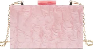 DJBM Women Marbling Box Clutch Bag Fashion Shiny Acrylic Chain Shoulder Purse for Evening Dinner