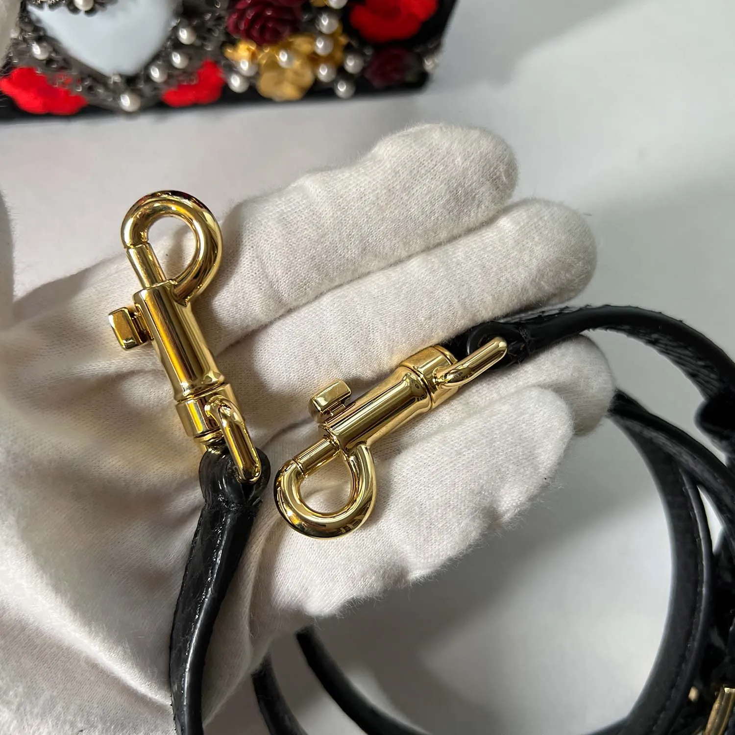 Dolce & Gabbana Black Sacred Heart & Roses Embroidered Box Bag