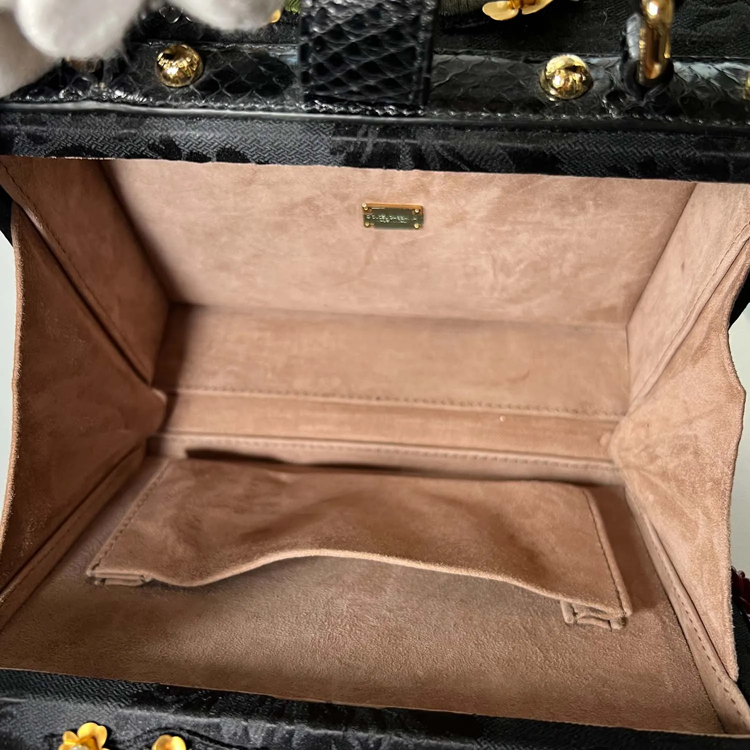 Dolce & Gabbana Black Sacred Heart & Roses Embroidered Box Bag