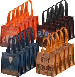 DomenSi 24 Pcs Western Treat Bags - Wild West Party Goodie Gifts Bags for Boy Kid Birthday Decorations - Cowboy Themed Party Favor