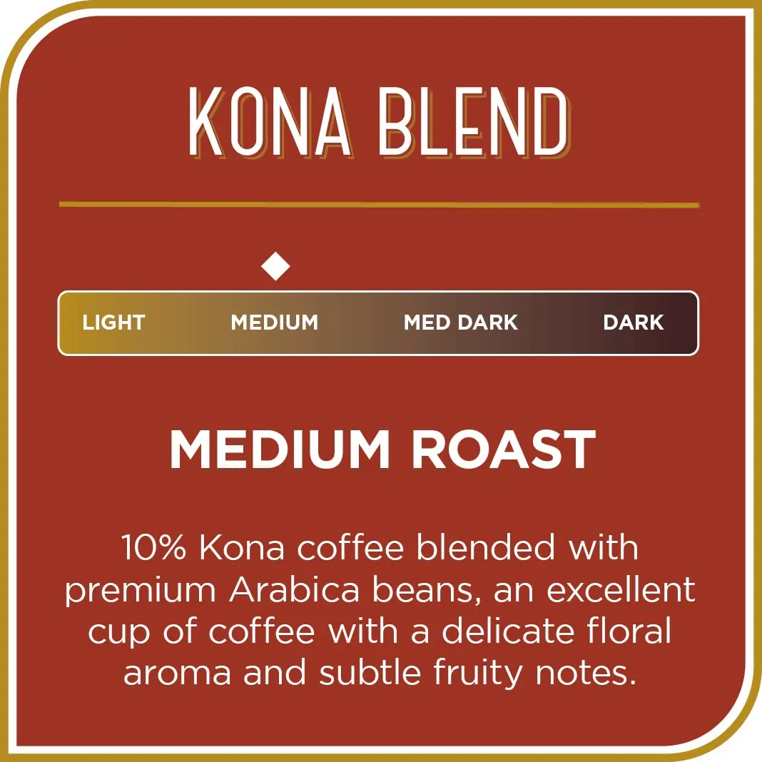 Don Francisco's Kona Blend Medium Roast Whole Bean Coffee - Delicate Flavor for Drip, Pour Over, and French Press (18 oz Bag)
