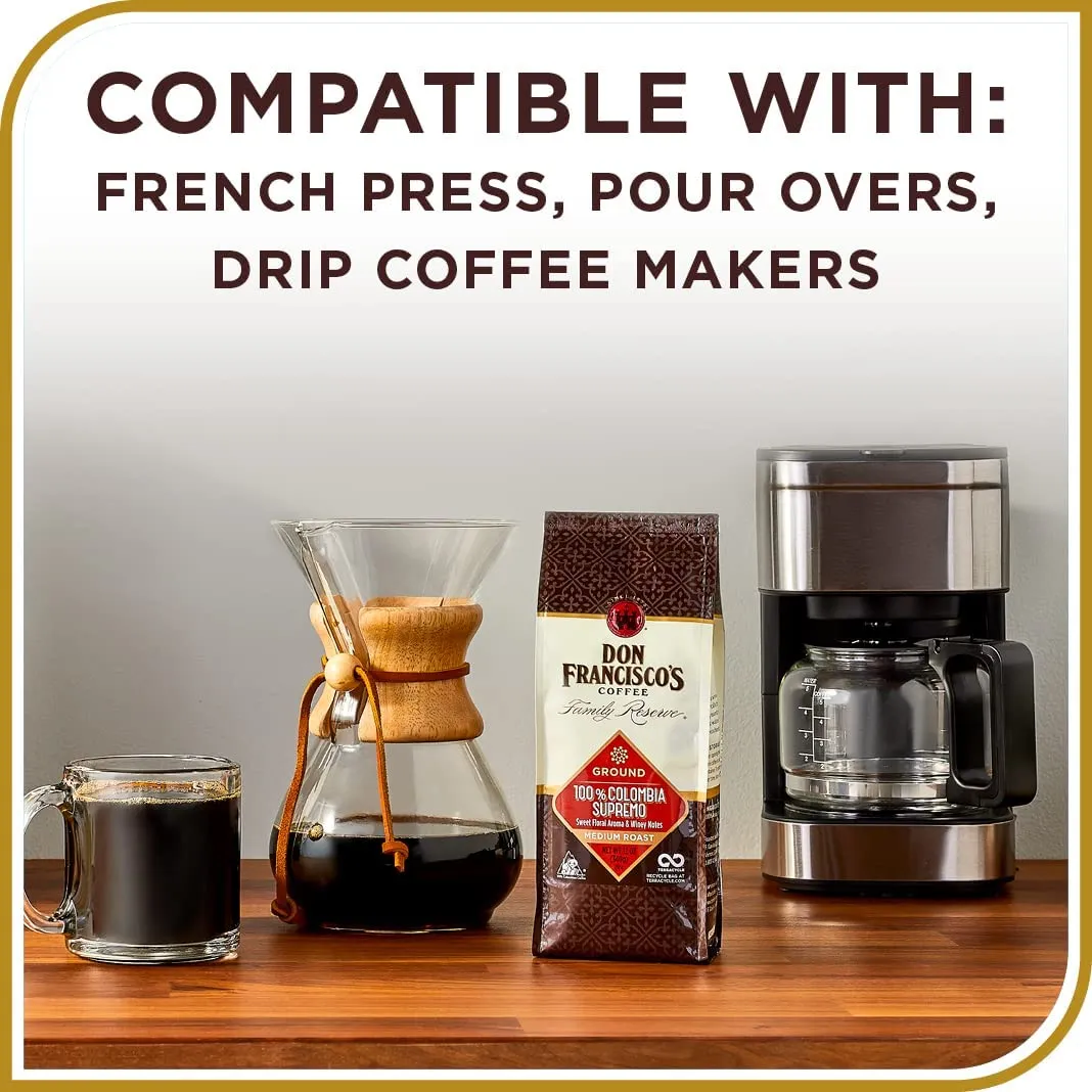 Don Francisco's Kona Blend Medium Roast Whole Bean Coffee - Delicate Flavor for Drip, Pour Over, and French Press (18 oz Bag)