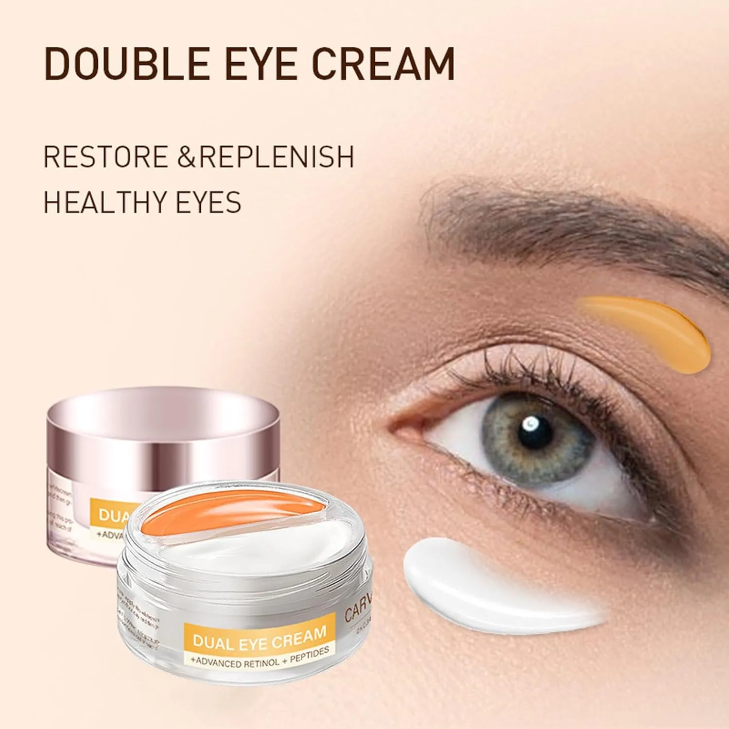Dual Eye Cream with Advanced Retinol   Peptides   Caffeine, Dual Eye Cream Upper and Lower, Retinol Anti Aging Eye Cream, Instant Tightener for Tired Eyes (2pc)