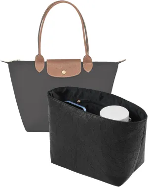 DuPont Paper Purse Organizer insert for Longchamp Le Pliage M Handbag Insert（Medium,Black）