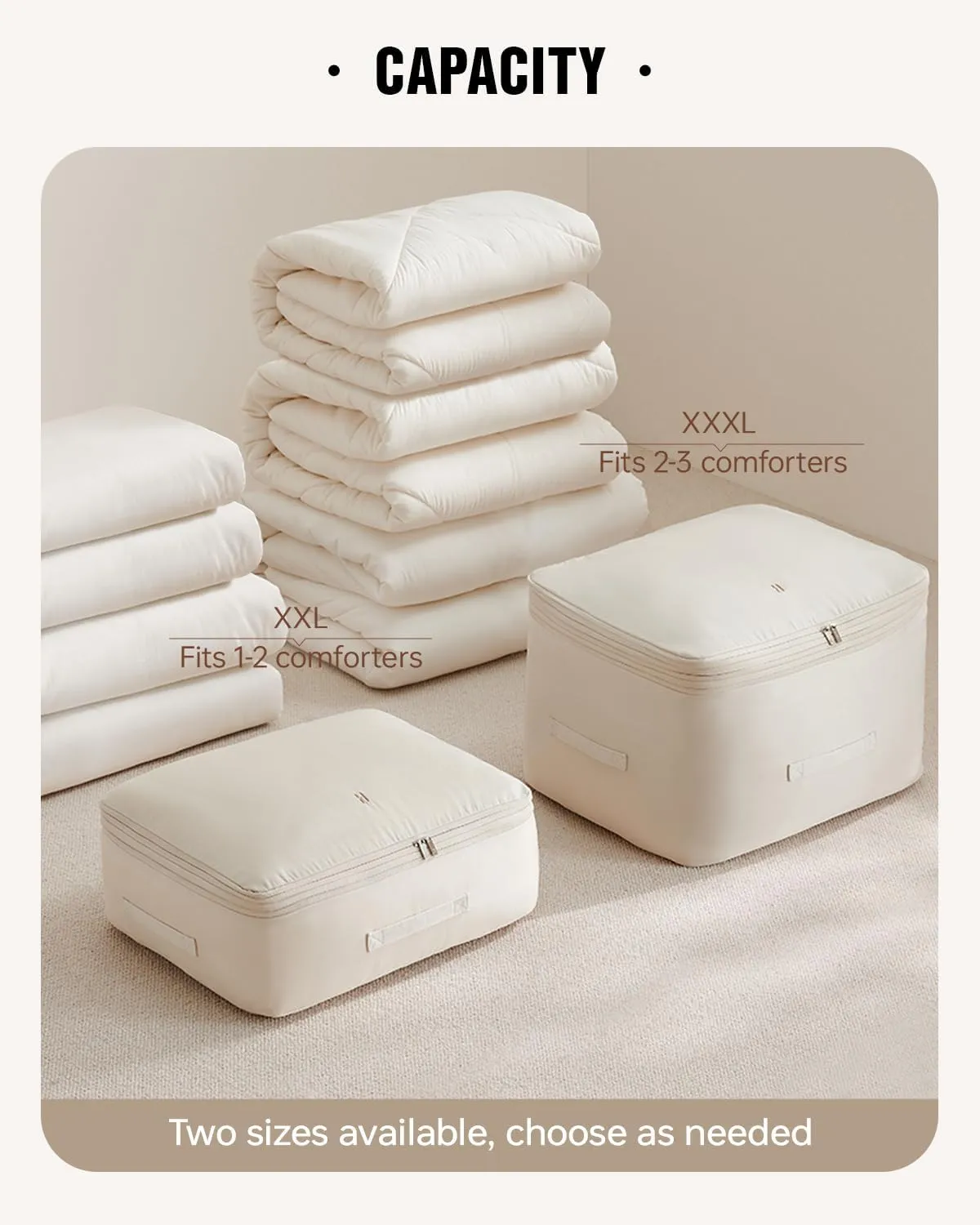 EACHY 3-Pack Comforter Storage Bag Blanket Storage Bags, Compression Bags for Blanket Comforter, Ultra Space Saving Self Compression Organizer